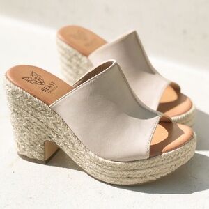Beast Fashion Jensen Espadrille Platform Slip On Wedge Heel Jute Sandals